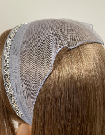 Batic din tul - albastru pal cu pietre gri Batic din tul - albastru pal cu pietre gri