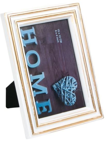 Rama foto, alb-auriu - 1 poza de 10x15cm Rama foto, alb-auriu - 1 poza de 10x15cm