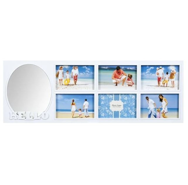 Rama foto alba, cu oglinda - 6 poze (65x23 cm) Rama foto alba, cu oglinda - 6 poze (65x23 cm)