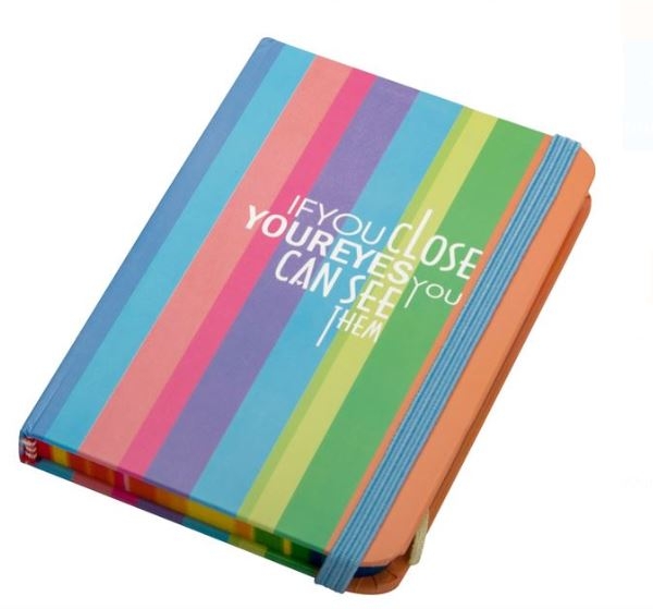 Carnetel A7, dungi, elastic albastru - If you close your eyes you can see them