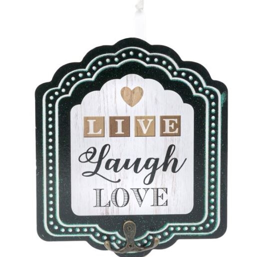 Cuier din lemn negru, 2 agatatori - LIVE Laugh LOVE (17X20cm) Cuier din lemn negru, 2 agatatori - LIVE Laugh LOVE (17X20cm)