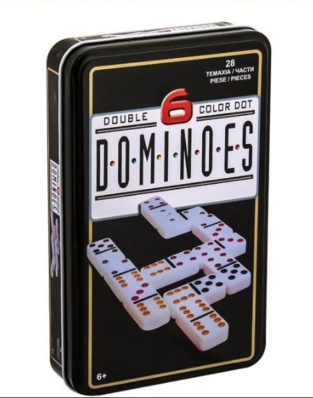 DOMINO, cutie metalica - Joc pentru copii (6+) DOMINO, cutie metalica - Joc pentru copii (6+)