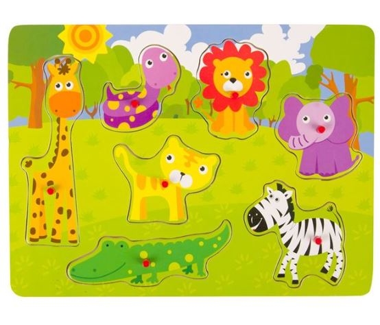 Puzzle din lemn - Animale Zoo - Activitati pentru copii (3+)