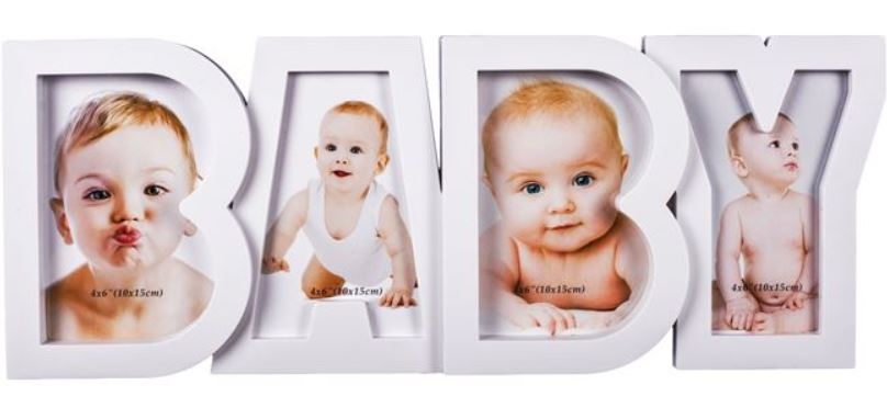 Rama foto alba - BABY - 4 poze (45x18cm) Rama foto alba - BABY - 4 poze (45x18cm)