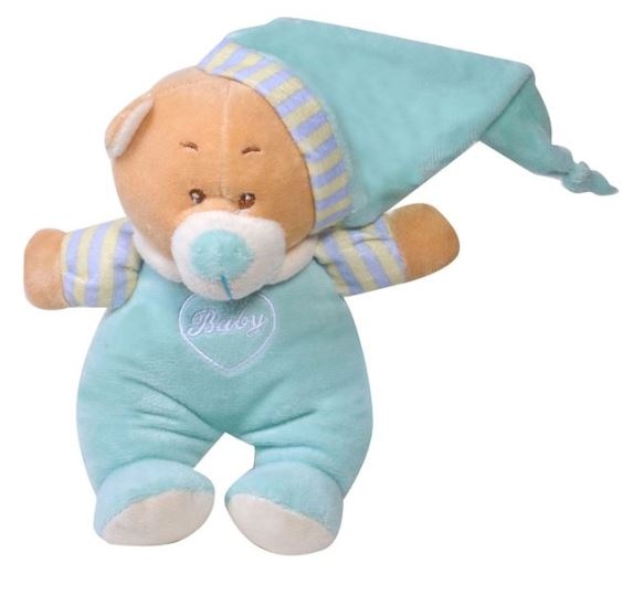 Ursulet cu caciula, albastru - Baby - Jucarie pentru copii (16x18cm) Ursulet cu caciula, albastru - Baby - Jucarie pentru copii (16x18cm)