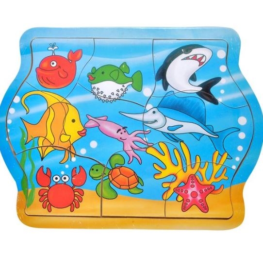 Puzzle din lemn - Animale acvatice - 9 piese - Activitati pentru copii (3+) Puzzle din lemn - Animale acvatice - 9 piese - Activitati pentru copii (3+)