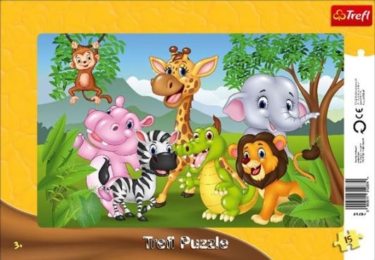 Puzzle, 7 Animale din jungla, 15 piese, Trefl - Activitati pentru copii (3+) Puzzle, 7 Animale din jungla, 15 piese, Trefl - Activitati pentru copii (3+)