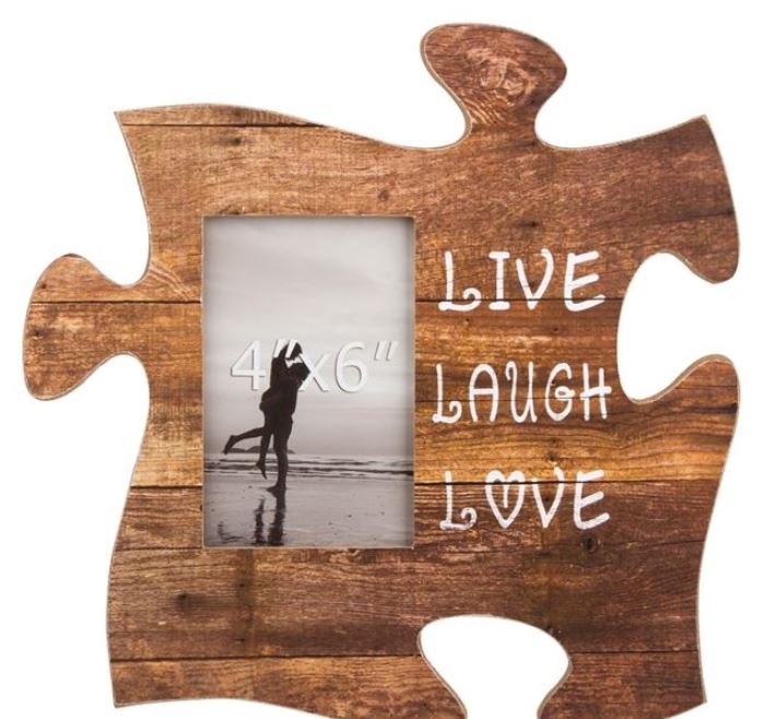 Rama foto din lemn, maro, Puzzle - LIVE LAUGH LOVE - 1 poza de 10x15cm Rama foto din lemn, maro, Puzzle - LIVE LAUGH LOVE - 1 poza de 10x15cm