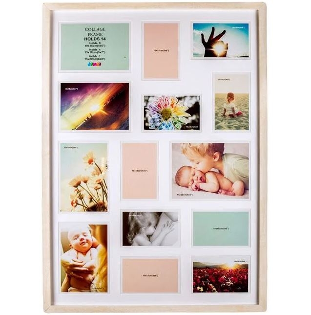 Rama foto din lemn, alb-gri - 14 poze (72.5x52cm) Rama foto din lemn, alb-gri - 14 poze (72.5x52cm)