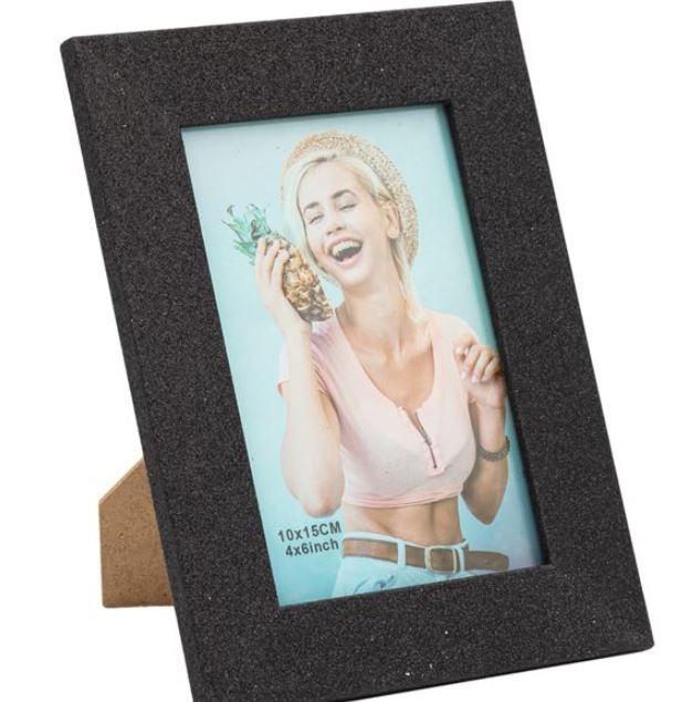 Rama foto din lemn, neagra glitter - 1 poza de 10x15cm Rama foto din lemn, neagra glitter - 1 poza de 10x15cm