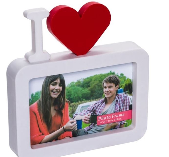 Rama foto alba, Inima - 1 poza de 15x10cm Rama foto alba, Inima - 1 poza de 15x10cm