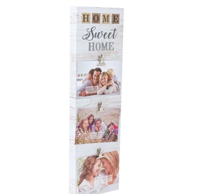 Rama foto din lemn, alb-gri - Home sweet home - 3 poze (16x54cm) Rama foto din lemn, alb-gri - Home sweet home - 3 poze (16x54cm)