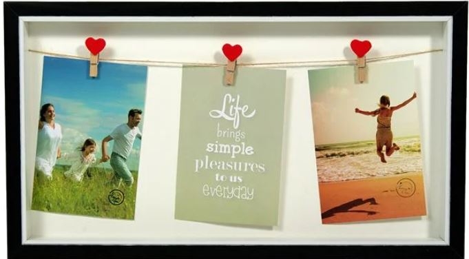 Rama foto din lemn, neagra - 3 poze (42x23cm) Rama foto din lemn, neagra - 3 poze (42x23cm)