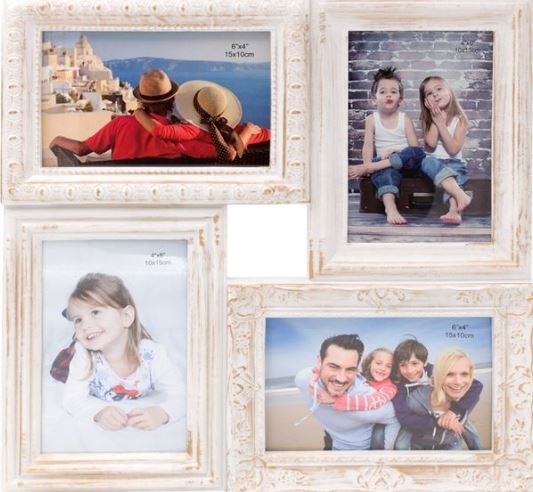 Rama foto, alb-auriu - 4 poze (33x33cm) Rama foto, alb-auriu - 4 poze (33x33cm)