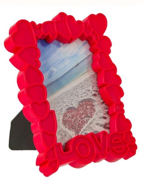 Rama foto rosie, model inimi - Love - 1 poza de 10x15cm Rama foto rosie, model inimi - Love - 1 poza de 10x15cm
