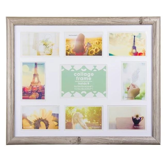 Rama foto din lemn, gri - 9 poze (55x45cm) Rama foto din lemn, gri - 9 poze (55x45cm)