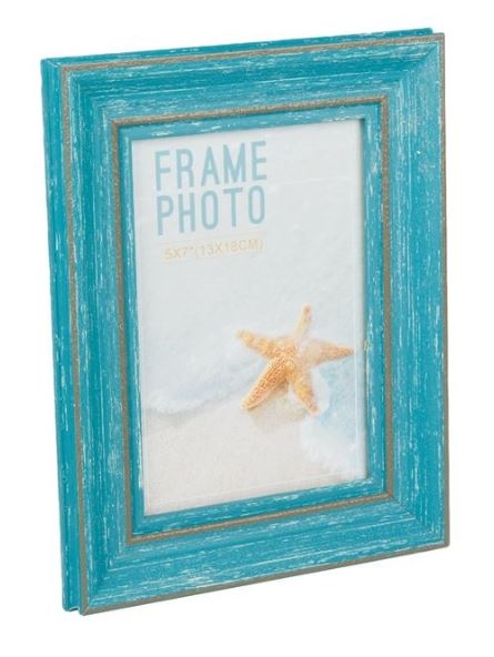 Rama foto din lemn, turcoaz - 1 poza de 13x18cm Rama foto din lemn, turcoaz - 1 poza de 13x18cm