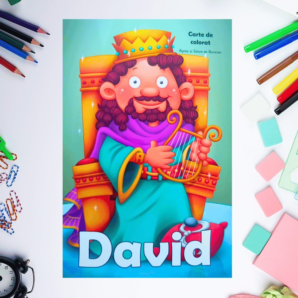 Carte de colorat cu personaje biblice - David