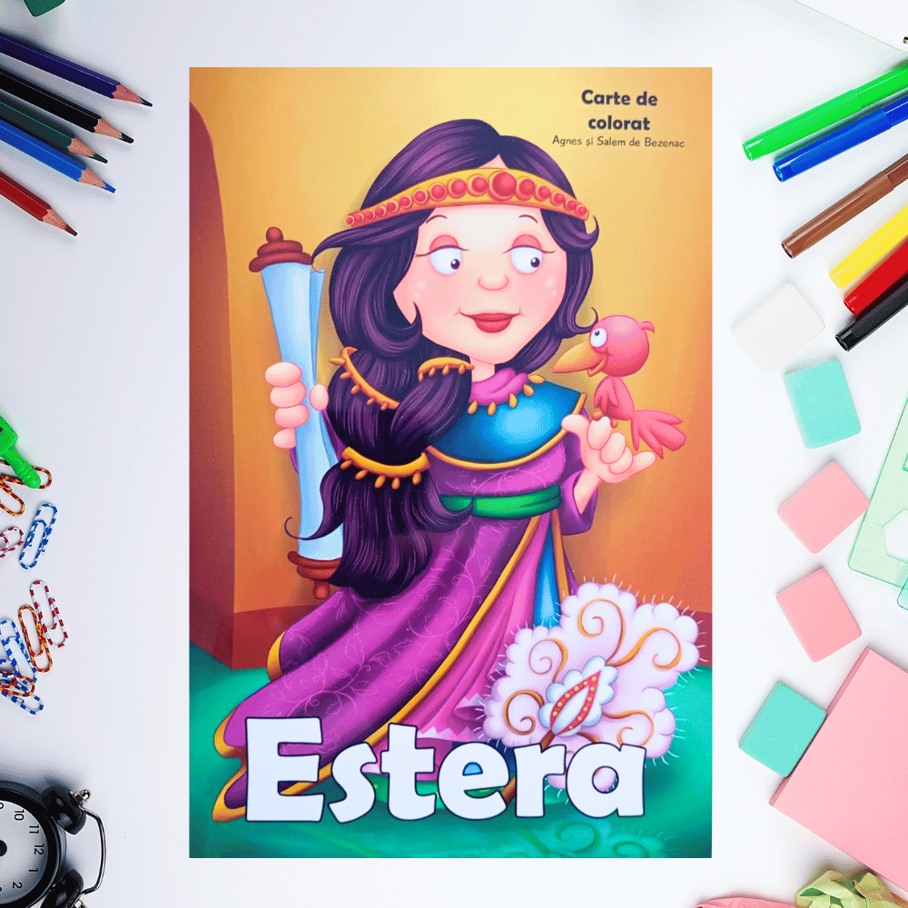 Carte de colorat cu personaje biblice - Estera Carte de colorat cu personaje biblice - Estera