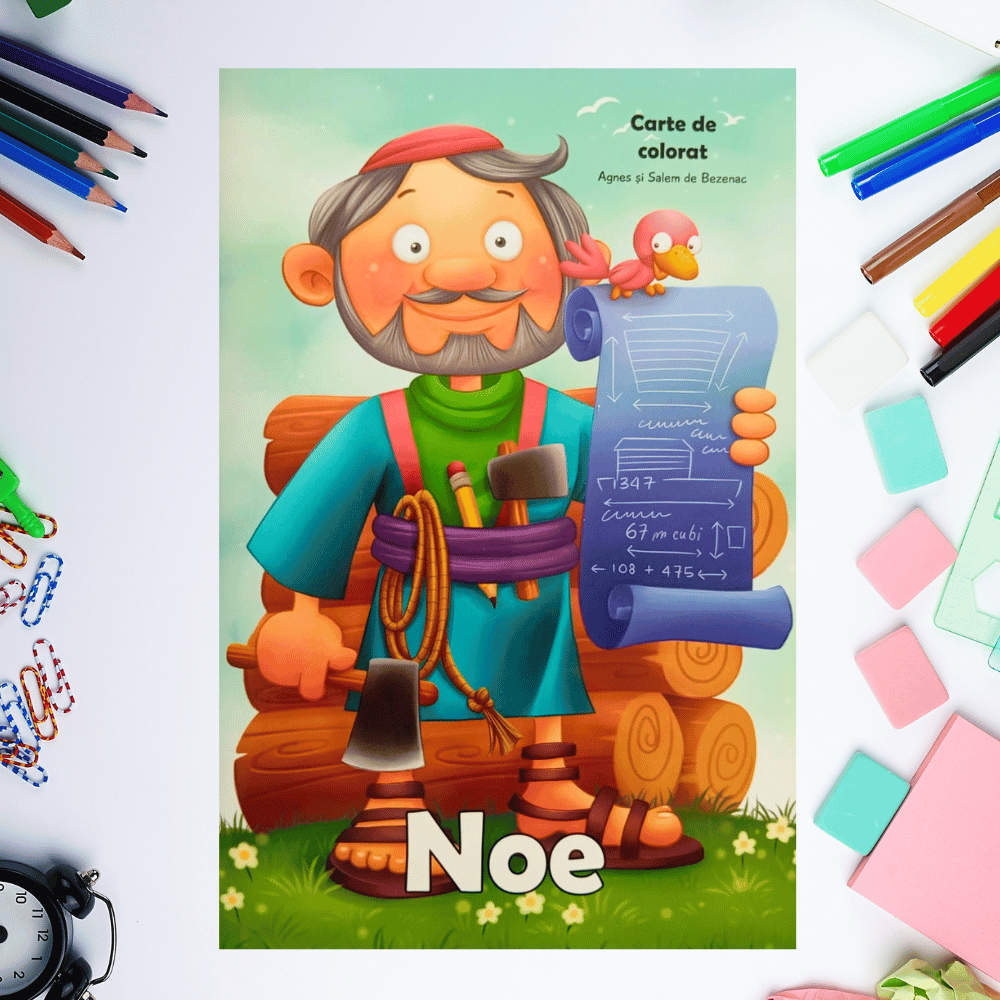Carte de colorat cu personaje biblice - Noe
