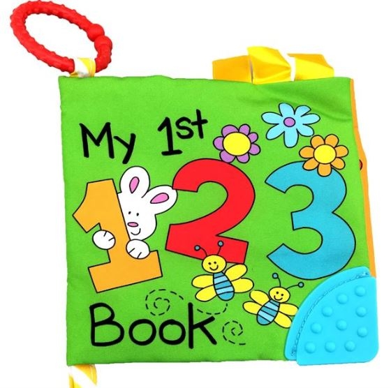 Carte textila cu numere, cu un colt pentru dentitie (Jucarii pentru copii 6 m+) Carte textila cu numere, cu un colt pentru dentitie (Jucarii pentru copii 6 m+)