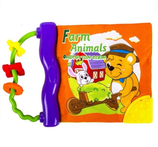 Carte textila cu un colt pentru dentitie - Ferma animalelor (romana - engleza) (Jucarii pentru copii 6 m+) Carte textila cu un colt pentru dentitie - Ferma animalelor (romana - engleza) (Jucarii pentru copii 6 m+)