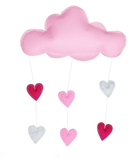 Carusel patut bebe - Nor, roz cu inimi (35x20 cm) Carusel patut bebe - Nor, roz cu inimi (35x20 cm)