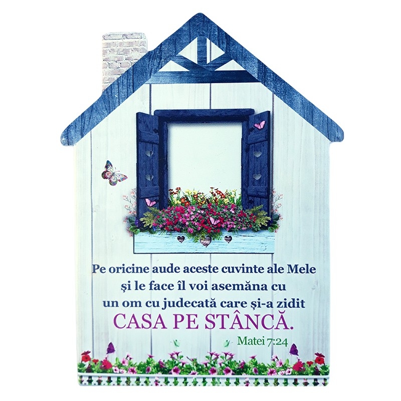 Aplica  ceramica - Casa pe stanca - Matei 7:24 (14x20 cm)