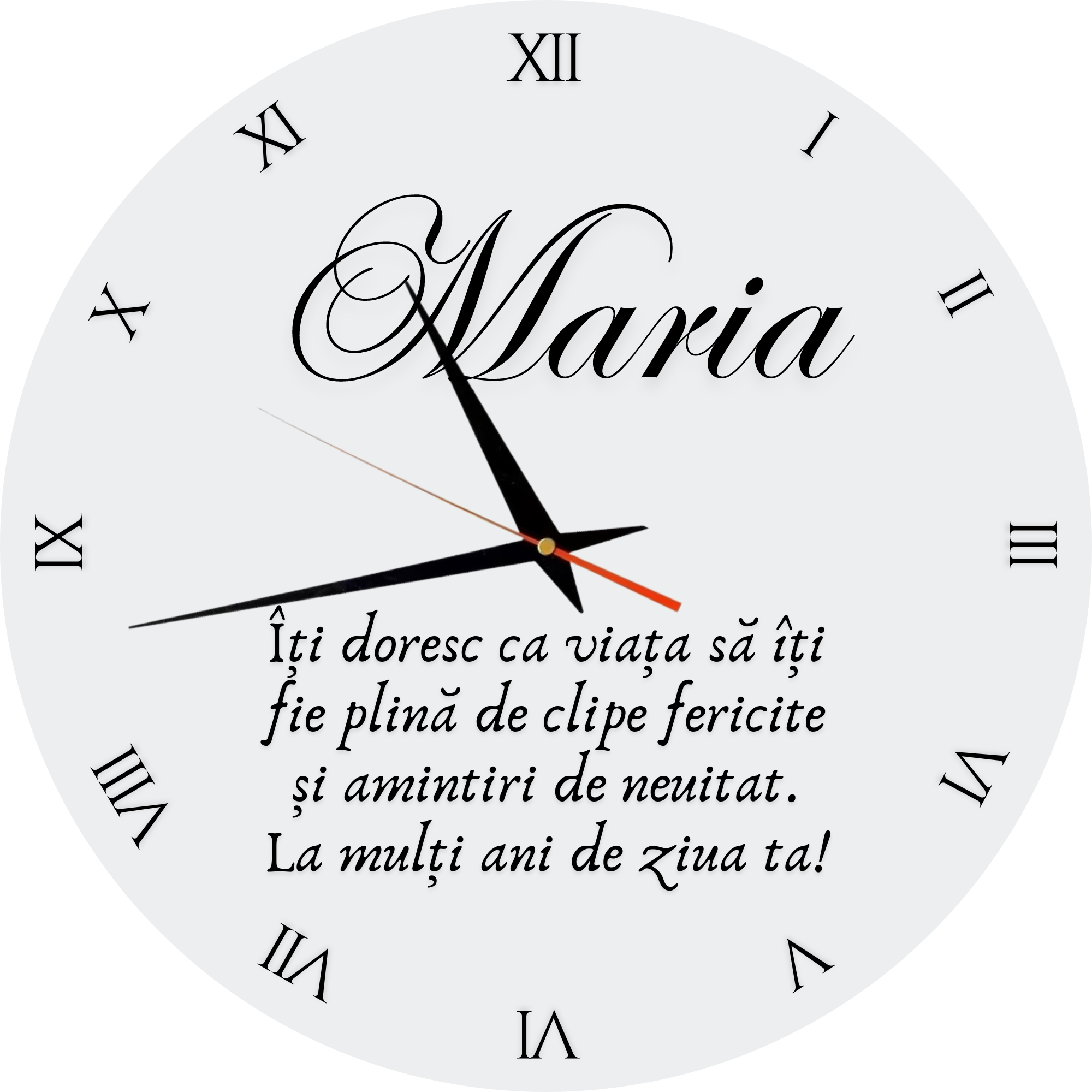 Ceas personalizat rotund cu nume și text