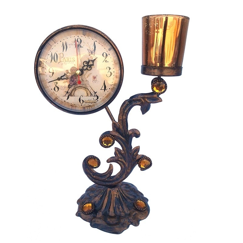 Ceas cu suport de lumanare - pietricele Ceas cu suport de lumanare - pietricele