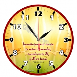 Ceas de perete - Încredinţează-ţi soarta în mâna Domnului, încrede-te în El, şi El va lucra - Psalmi 37.5 - 30 cm Ceas de perete - Încredinţează-ţi soarta în mâna Domnului, încrede-te în El, şi El va lucra - Psalmi 37.5 - 30 cm
