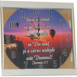 Ceas de perete rotund - Binecuvantat sa fie omul care se increde in Domnul si a carui nadejde este Domnul. Ieremia 17.7 - 30 cm Ceas de perete rotund - Binecuvantat sa fie omul care se increde in Domnul si a carui nadejde este Domnul. Ieremia 17.7 - 30 cm