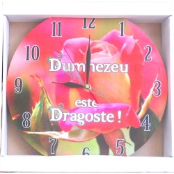 Ceas de perete rotund - Dumnezeu este Dragoste - 20 cm