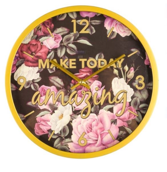 Ceas de perete rotund, auriu - Make today amazing (30cm) Ceas de perete rotund, auriu - Make today amazing (30cm)