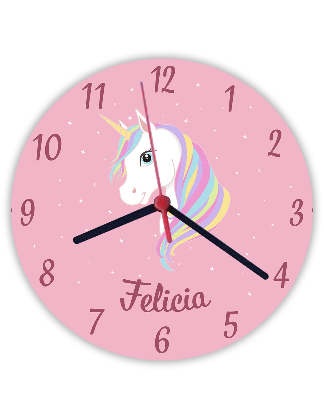 Ceas personalizat rotund cu nume – Unicorn