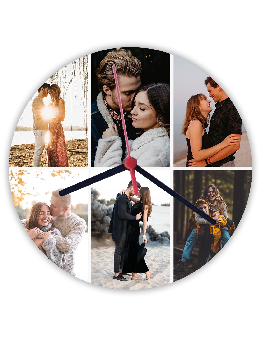 Ceas personalizat rotund cu 6 poze