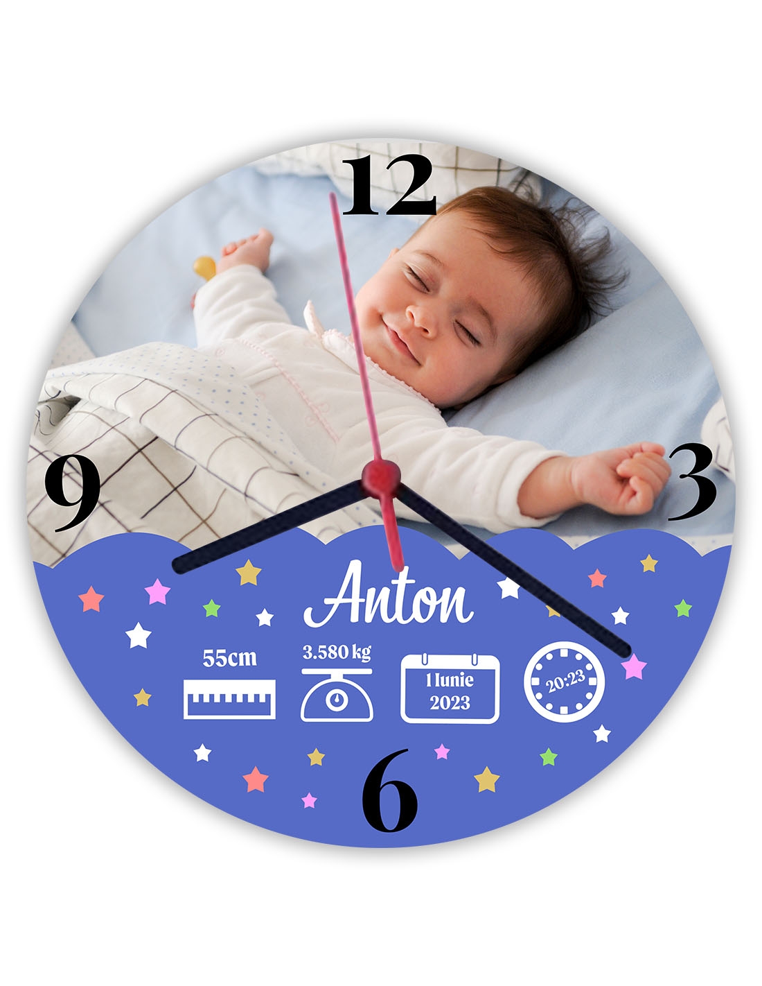 Ceas personalizat rotund cu poză – Nou născut