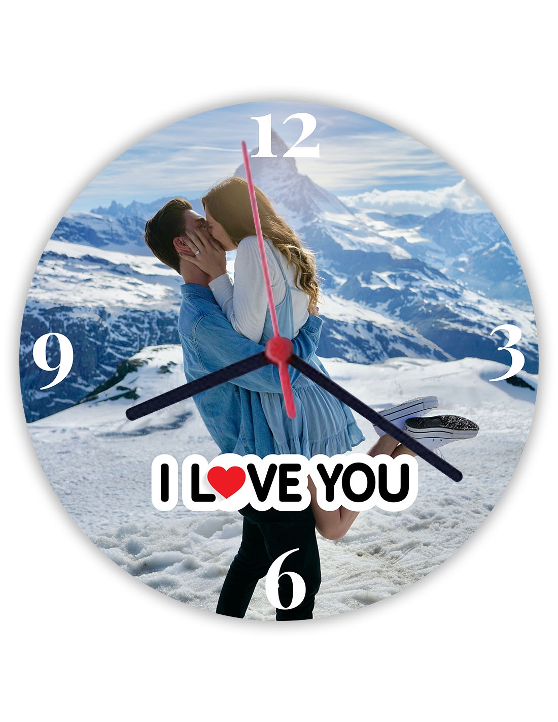 Ceas personalizat rotund cu poză – I love you