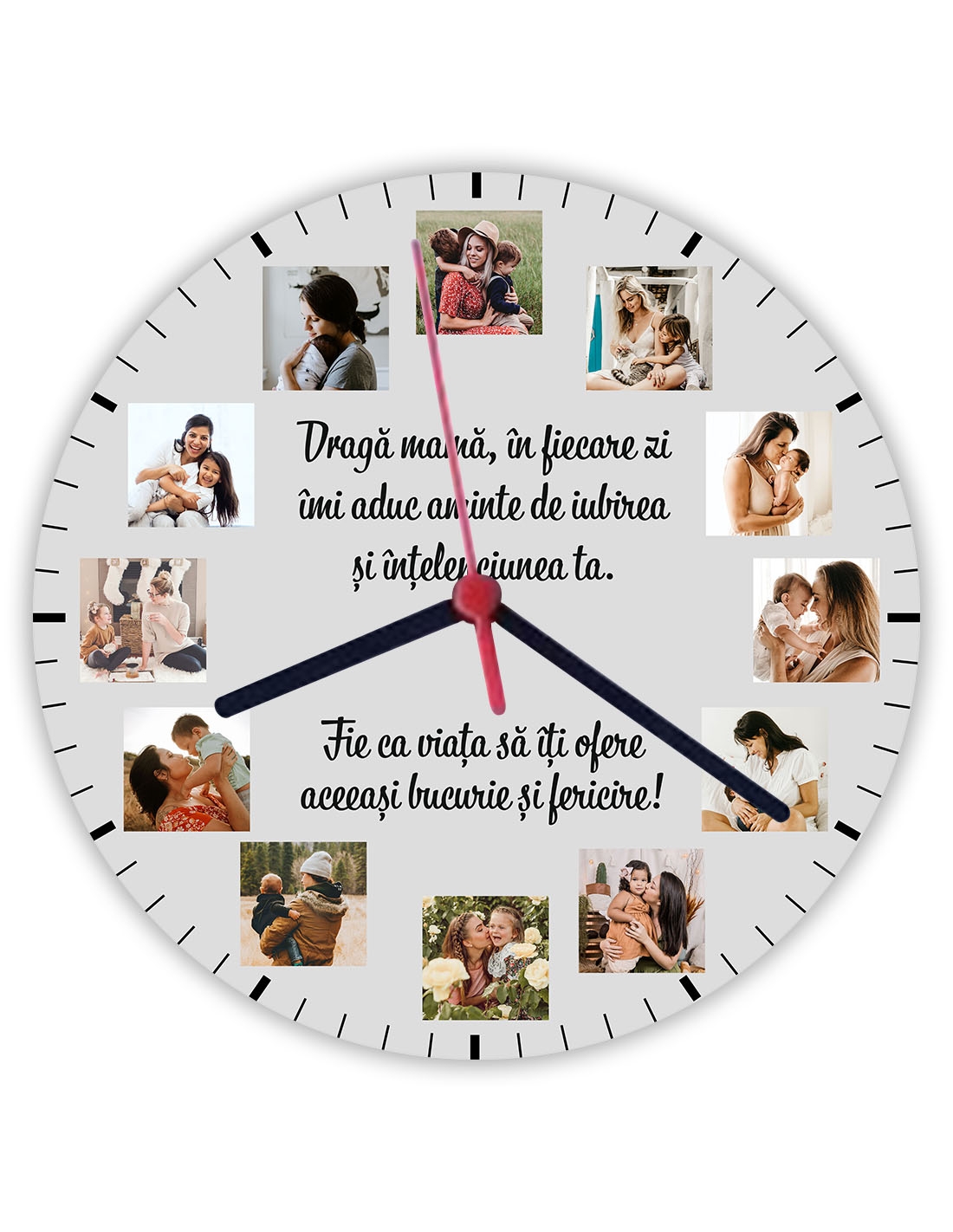 Ceas personalizat rotund cu 12 poze – Mamă