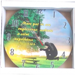 Ceas rotund de perete - Mare putere are rugaciunea...(30 CM)