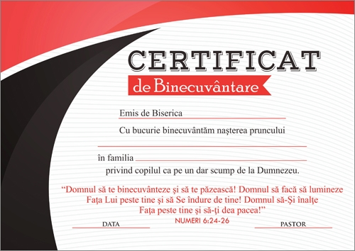 Certificat de Binecuvantare - Model 2 Certificat de Binecuvantare - Model 2