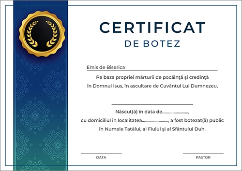 Certificat de Botez - model 17 Certificat de Botez - model 17