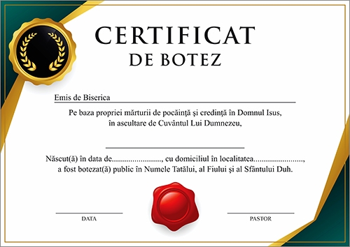Certificat de Botez - model 12 Certificat de Botez - model 12