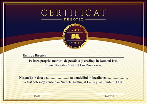 Certificat de Botez - model 14 Certificat de Botez - model 14