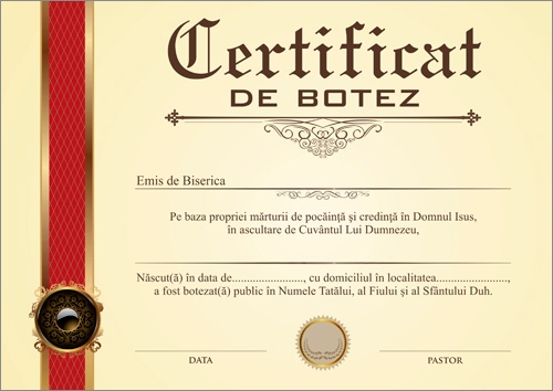 Certificat de Botez - model 9 Certificat de Botez - model 9