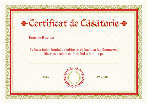 Certificat de Casatorie - model 2 Certificat de Casatorie - model 2