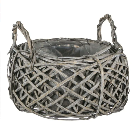 Masca pentru ghiveci - Cos cu manere, gri (21x12cm) Masca pentru ghiveci - Cos cu manere, gri (21x12cm)