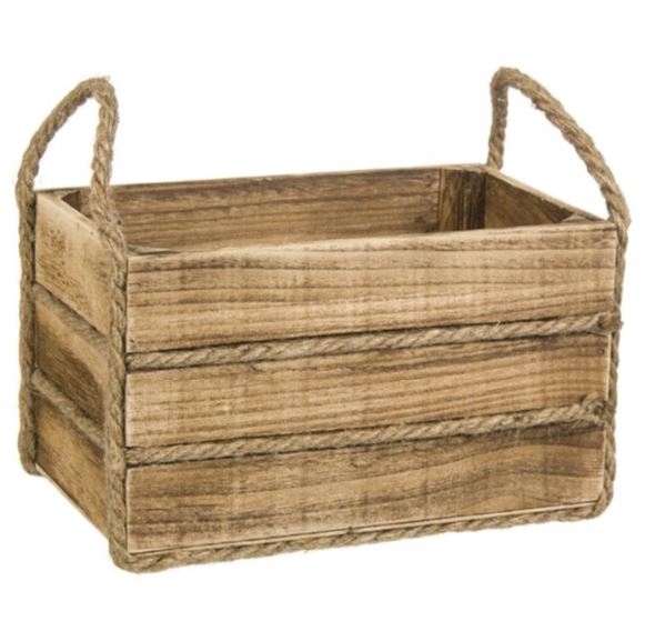 Cutie din lemn maro decorativa, cu franghie (22.5x14x13 cm) Cutie din lemn maro decorativa, cu franghie (22.5x14x13 cm)