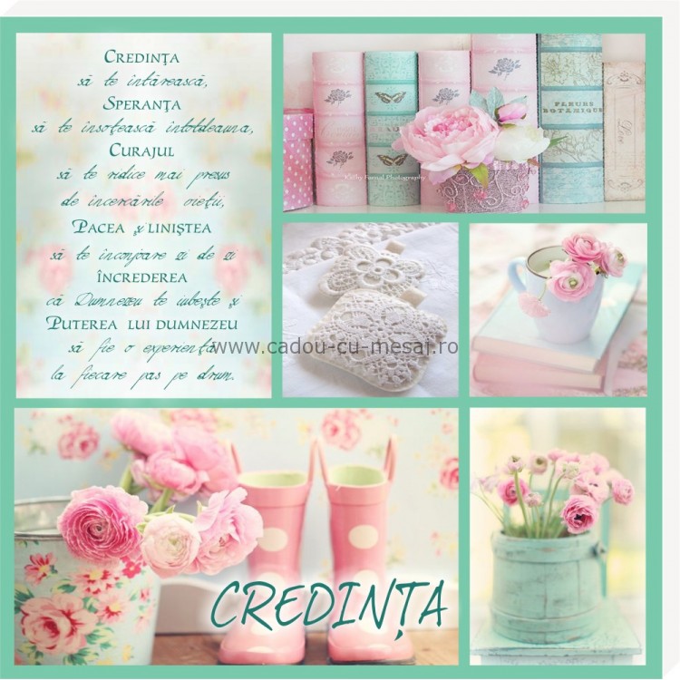 Tablou colaj vintage - Credința să te întărească (30x30 cm) Tablou colaj vintage - Credința să te întărească (30x30 cm)