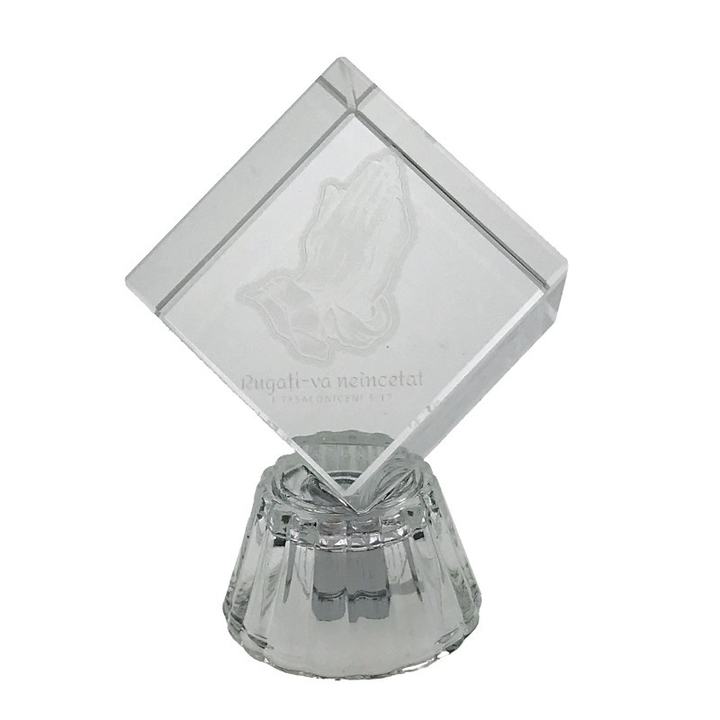 Cub din sticlă cu led - Rugați-vă neîncetat Cub din sticlă cu led - Rugați-vă neîncetat